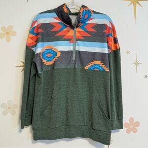 Aztec Print Quarter Zip Pullover